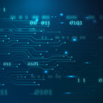 Blue futuristic networking technology vector